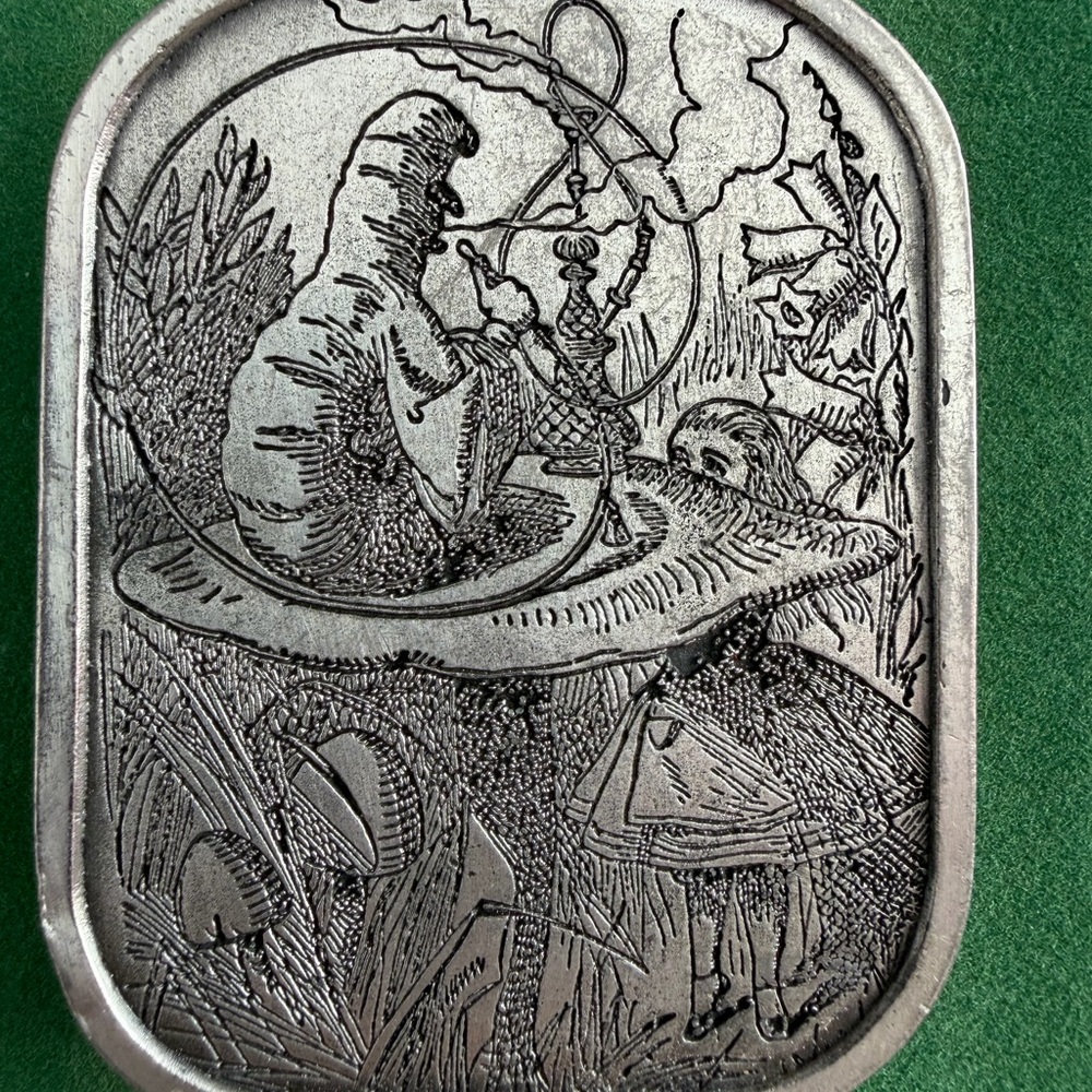 1974 Charming Silver Alice in Wonderland Belt Buckle